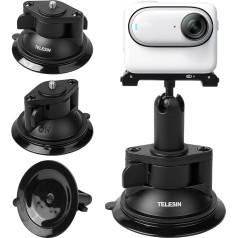 TELESIN° Magnetic Mount + Suction Cup Kit for Insta360 Go3 Accessories Car Motorcycle Mount Window Windshield Dashboard Metal Tube Rod Roller Mount for Insta 360 GO 3 Accessories