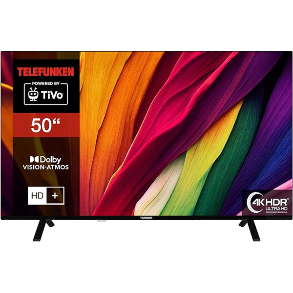 Telefunken 50 Inch TV/TiVo Smart TV (4K UHD, HDR Dolby Vision, Dolby Atmos, HD+ 6 Months Including Triple Tuner) XU50TO750S