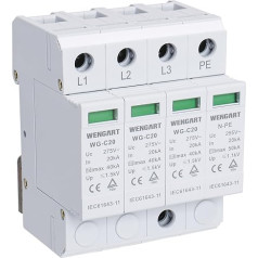 Wengart Surge Protection Device WG-C20,20-40KA AC275V SPD House Deflector Electronic Protection Module DIN Rail Mounting (3+NPE)