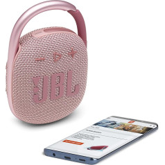 JBL Clip 4 Bluetooth Speaker in Pink, Waterproof, Portable Music Speaker with Practical Carabiner, Up to 10 Hours of Wireless Music Streaming