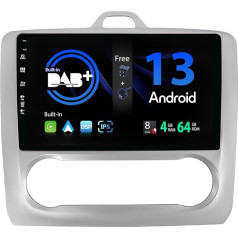 SXAUTO Android 13 - [Built-in DAB] - IPS Car Radio for Ford Focus (2004-2011) - Built-in Carplay/Android Car - LED Camera + Mic - 4G + 64G - 360-CAM Steering Wheel Control Fast Boot WiFi - 2 DIN 9