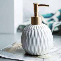 White Kitchen Soap Dispenser with Ceramic Soap Dispenser, Pump Bottle for Bathroom, Elegant Hand Soap Dispenser for Shower, 400ml