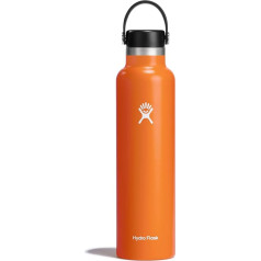 HYDRO FLASK - Water bottle 709ml (24oz) - Insulated stainless steel water bottle - Sports bottle with leak-proof flex lid & strap - Thermal flask dishwasher safe - Small opening - Mesa