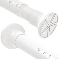 Shower Curtain Rail, No Drilling, Telescopic Rod, Curtain Adjustable Clamping Rod, 300 cm for Bathroom, Window, Wardrobe (White, 300-355 cm)