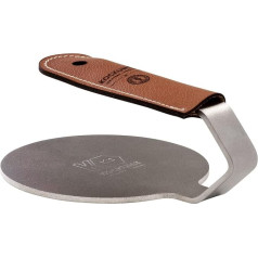 Kockums Jernverk - Burger Smasher Leather 14 mm / 660 g - Swedish Stainless Steel of High Quality without Sharp Edges - Achieve Restaurant Quality at Home, A Perfect Smash Burger Press