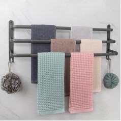 Towel Rail No Drilling Black Matt - Wall Towel Rail 80 cm Bathroom Wall Mounted Towel Rail Aluminium Bath Towel Holder Waterproof Rust Bath Towel Holder for Bathroom Kitchen