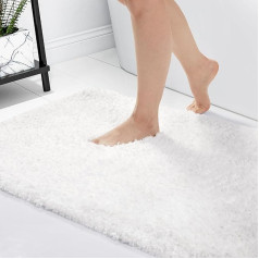 Deconovo Fluffy Bath Mat, Non-Slip Shaggy Bathroom Rug, Washable Bath Mat for Children, Baby, 50 x 80 cm, White, Pack of 1