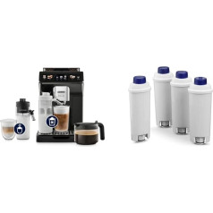 De'Longhi Eletta Explore Perfetto ECAM452.57.G Fully Automatic Coffee Machine with LatteCrema, 1450 W, Black & Original Water Filter, Pack of 4, DLSC321 - Accessories for De'Longhi Fully Automatic