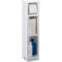 Relaxdays Toilet Paper Holder Standing Bathroom Shelf HBT 71 x 18 x 20 cm Rope Handle Toilet Paper Cabinet MDF White