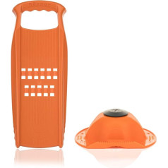Börner Rösti PowerLine Potato Pancake Grater Set (2 Pieces) Vegetable Slicer + Fruit Holder for Swiss Rösti or Zucchini Buffers Vegetable Cutter Ideal for Potatoes Kitchen Slicer (Orange)