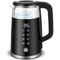 ForMe Glass Kettle 1.7 Temperature Setting Temperature Selection 40-100°C Smart LED Digital Temperature Display BPA Free Temperature Adjustable Glass Kettle Glass Kettle Tea Kettle Warming Function