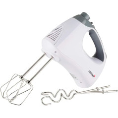 Korona 23011 Hand Mixer I White/Grey I Hand Stirrer I with Extra Long Stirring Rods and Dough Hook I 300 Watt I Stainless Steel I 5 Levels and Turbo