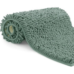 Poligono Bathroom Rug, Non-Slip, Washable, Microfibre Absorbent Bath Mat, Shower Mat, 70 x 120 cm, Aqua Green