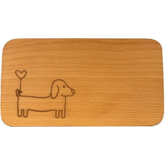kreativherz - Chopping Board with Animal Motif Dog Made of Beech Wood - Small Breakfast Board with Engraving - Dog Animal Board Small - Breakfast Boards Wooden Board Size: 22 cm x 12 cm x 0.8 cm