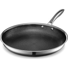 HexClad Hybrid Non-Stick Frying Pan 30cm with Stay Cool Handle, Dishwasher and Oven Safe, Induction Safe and Compatible with All Hob Types