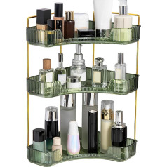 LMYSUFI Make Up Organiser, 3-Tier Adjustable Cosmetic Skin Care Organiser, Large Capacity Storage Box, Desktop, Makeup Carousel for Dresser, Bathroom (Triangular-A)