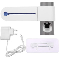 Toothpaste Dispenser Wall Mounted, UV Light Cleaning Toothbrush Holder Cleaning Automatic Toothpaste Dispenser (European Standard 220V)