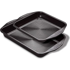 Circulon Ultimum Non-Stick Baking Sheets Set of 2 - Deep Roasting Tray 39.5 x 25 cm and Square Baking Tray 23 x 23 cm, Freezer and Dishwasher Safe, Carbon Steel, Black