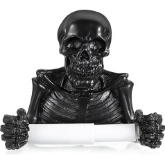 BSTKEY Resin Skull Toilet Paper Holder Decoration Wall Mounted Toilet Paper Holder Roll Paper Holder for Bathroom Kitchen (Black)