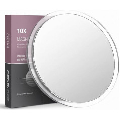 Mavoro 10x Magnifying Mirror, Suction Cup Mirror. 23 cm Large Makeup Mirror with Magnification and 3 Strong Suction Cups. Large Magnifying Mirror, Shower Mirror for Shaving, Cosmetic Mirror