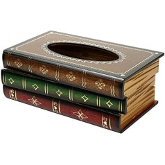 Gelory Tissue Box Holder, Elegant Wood Antique Book Shaped Tissue Box for Study Home Bathroom Living Room Bedroom Dining Room Office Car Decoration (Sienna)