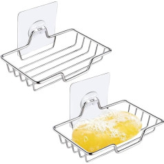 2 Pack Stainless Steel Soap Dish Soap Dish Soap Basket with Suction Cup for Shower and Bathroom
