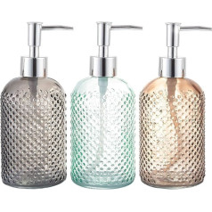 Cutiset 3 x 15oz Glass Soap Dispenser with Pump for Bathroom Kitchen Multicolor