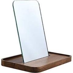 Spirella Alesia Bathroom Mirror - Portable Makeup Mirror for Bathroom with Shelf - Acacia Wood Mirror for Washbasin