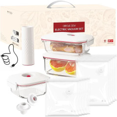 CIRCLE JOY 16-in-1 Vacuum Preservation Gift Set with Electric Vacuum Pump, Vacuum Tritan Box, 2 Vacuum Glass Boxes, 2 Wine Stoppers and 10 Crisper Bags, IF Design Winner and Reddot Awards