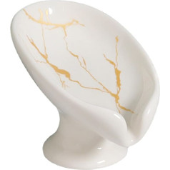 Ceramic Soap Dish with Drain, Leaf Design for Bathroom, Ceramic Leaf Soap Dish, Self-Draining Soap Holder Keeps Soap Dry, Vintage Ceramic Soap Holder for Shower