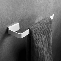 Beelee SUS304 BA19905W Towel Ring Wall Holder Stainless Steel Open Arm Design Single Bar White