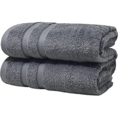 Towelogy® Luxe Towels 100% Superfine Cotton with Superior Softness and Absorbency Standard Size Hotel Quality Bathroom Towel Set (Anthracite, 2)