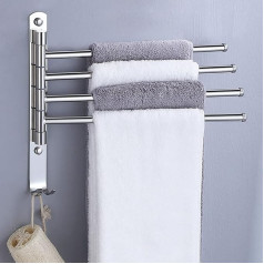 ETiME 180° Rotation Stainless Steel Towel Rail Wall Towel Holder Towel Hook Bathroom Towel Holder with 4 Arms Simple and Stylish Wall Mounted for Bathroom Kitchen Wardrobe
