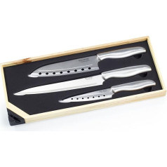 Ross Henery Professional, Santoku 3-Piece Chef's Knife in Wooden Box with Integrated Knife Sharpener
