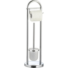 Axxentia Bad 282250 Marino Toilet Brush Holder Chrome-Plated with Toilet Roll Holder and Metal Handle Height 64 cm
