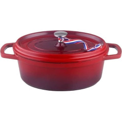 Kamberg 0008190 - Casserole Dish 26 cm Diameter Oval Flamed Red - Cast Aluminium - Stone Effect Coating - For All Types Of Cookers Including Induction - PFOA-Free, Aluminium