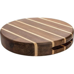 Grunwerg Rockingham Forest Multi Wood Chopping Board - Acacia, Charred Acacia & Rubberwood - Round, Diameter of 25 cm, Extra Thick