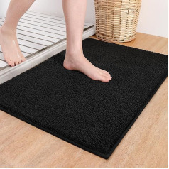 Color G Bath Mat, 40 x 60 cm, Bathroom Rug, Non-Slip, Soft Bath Mat, Machine Washable, Microfibre Absorbent Rug for Bathroom (Pure Black)