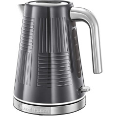 Russell Hobbs Geo 25240-70 Kettle [1.7 L, 2400 W] Stainless Steel Grey (Quick Boil Function, Removable Limescale Filter, Water Level Indicator, Automatic Lid Opening, Optimised Spout) Tea Maker