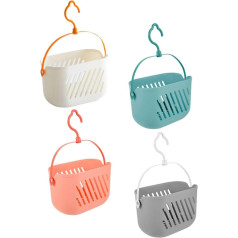 4pcs Bath Storage Basket Shower Dispenser Set Portable Hamper Plastic Storage Baskets Hanging Shower Portable Shower Tote Hanging Wall Basket Wall Hanging Storage Rack