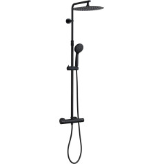Edouard Rousseau - Hirame Shower Column - 3 Street Swivel Shower Head, Rotating Telescopic Arm - Safety Against Burn - Flexible 1.50 m - Black