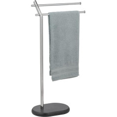 WENKO Puro Towel Rack, Freestanding Towel Rail or Clothes Rack with Heavy Base Made of Polyresin in Granite Look, Chrome Frame with 2 Stepped Rails, Anthracite