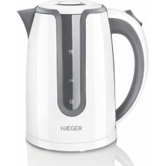 HAEGER Hot Grey Electric Kettle with 2200W Power, 1.7L Capacity, 360° Rotating Base, Concealed Stainless Steel Resistance, Boil Dry Protection, Automatic Shut-Off