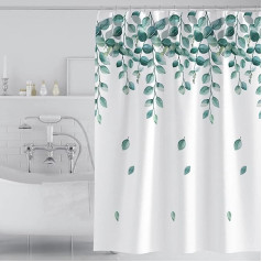 DYKJGSGO Shower Curtain, Anti-Mould, 180 x 200 cm, Waterproof Shower Curtain, Textile Shower Curtains, Weighted Hem, Washable Polyester Bath Curtain for Bathroom with 12 Hooks (A)