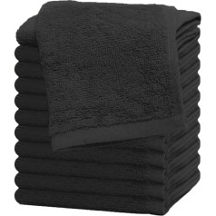 Westlane Linens Economical Face Cloth Set 100% Cotton Face Cloth 30x30cm Lightweight Quick Dry Soft Face Cloth Bathroom Hotel Spa Kitchen Multipurpose Face Towel Pack (12 Pieces Dark Grey)