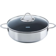 Kelomat, Perfect 3545-383 Sauté Pan with Lid 28 cm Diameter Stainless Steel Suitable for Induction Cookers