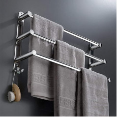 Stainless Steel Towel Rack for Bathroom Retractable Wall Mounted Self Adhesive No Drilling for Kitchen Hotel (Silver, 3 Layers)