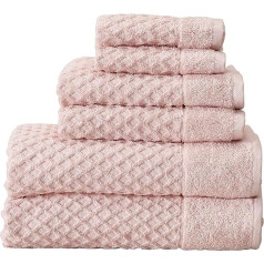 SIMPLI-MAGIC 79455 Diamond Bath Towel Set, 6 Pieces, 2 Bath Towels, 2 Hand Towels, 2 Washcloths, Pink