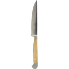 GÜDE Solingen Porterhouse Steak Knife Serrated Forged 12 cm Olive Wood Alpha Olive Double Chopper Handmade Germany