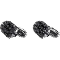 WENKO Replacement brush head for toilet sets, edge cleaner, diameter 8 cm, replacement toilet brush, plastic, 8 x 8 cm, black (pack of 2)